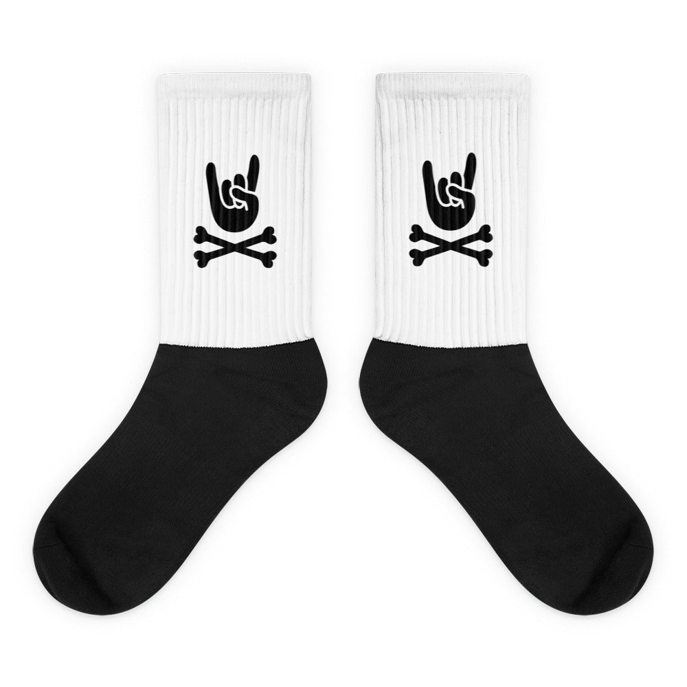 Metal Horns Up Unisex Black foot Socks
