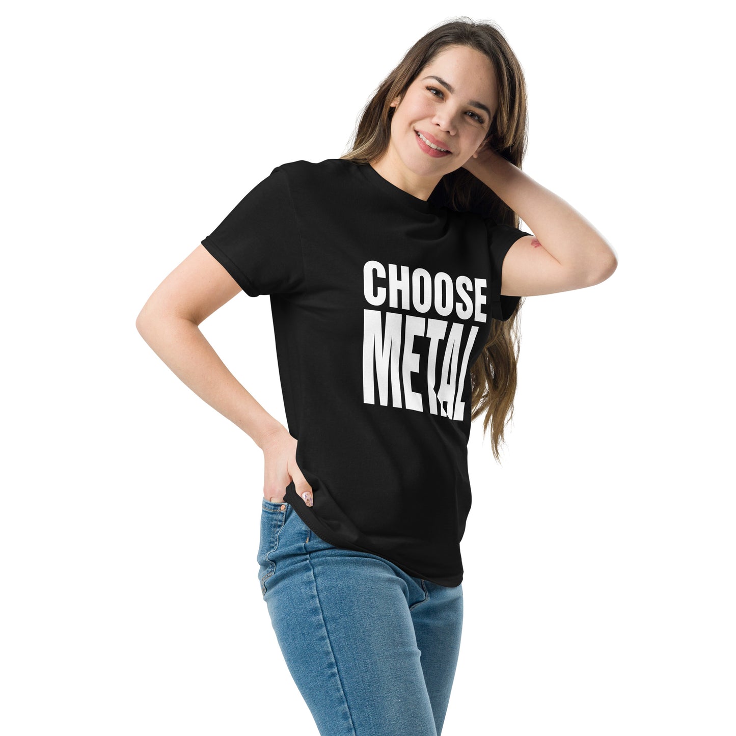 Metal Horns Up choose metal black t-shirt Women