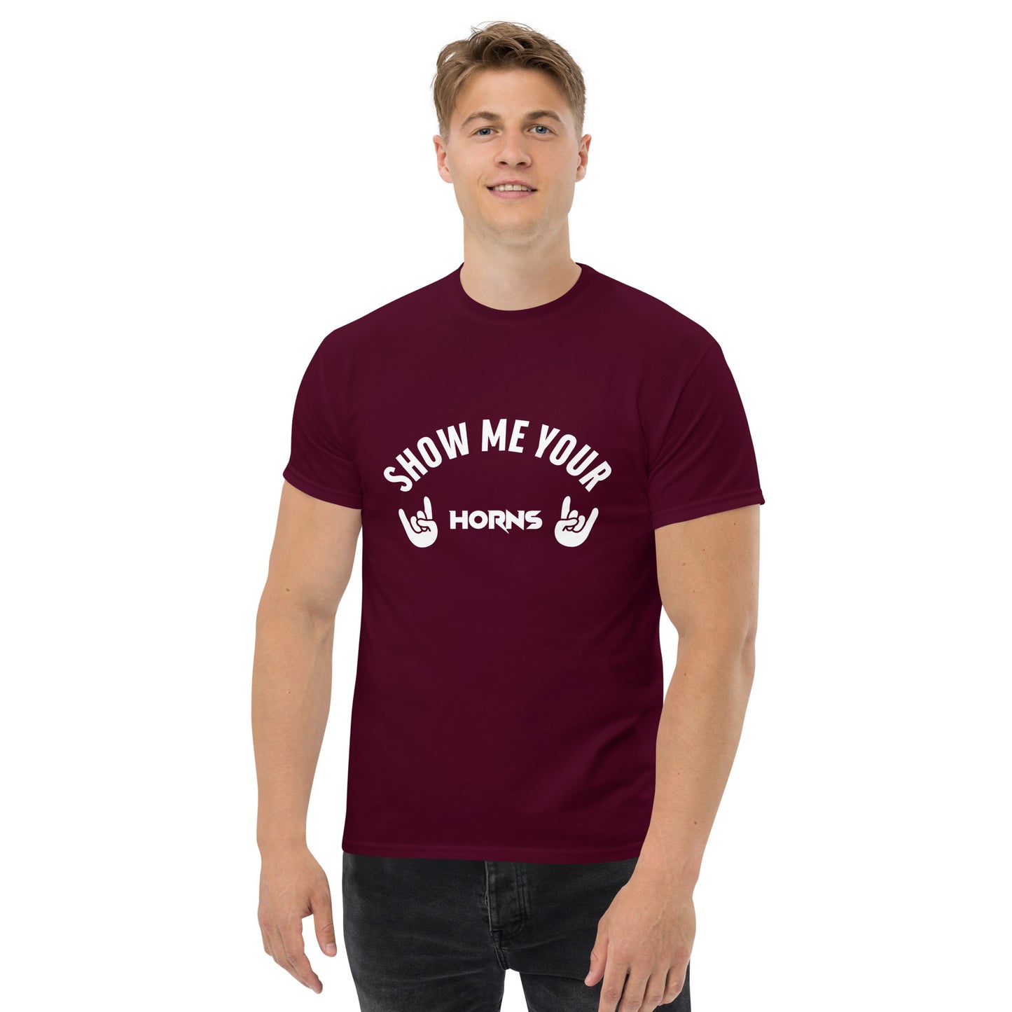 Show me your horns black t-shirt for men