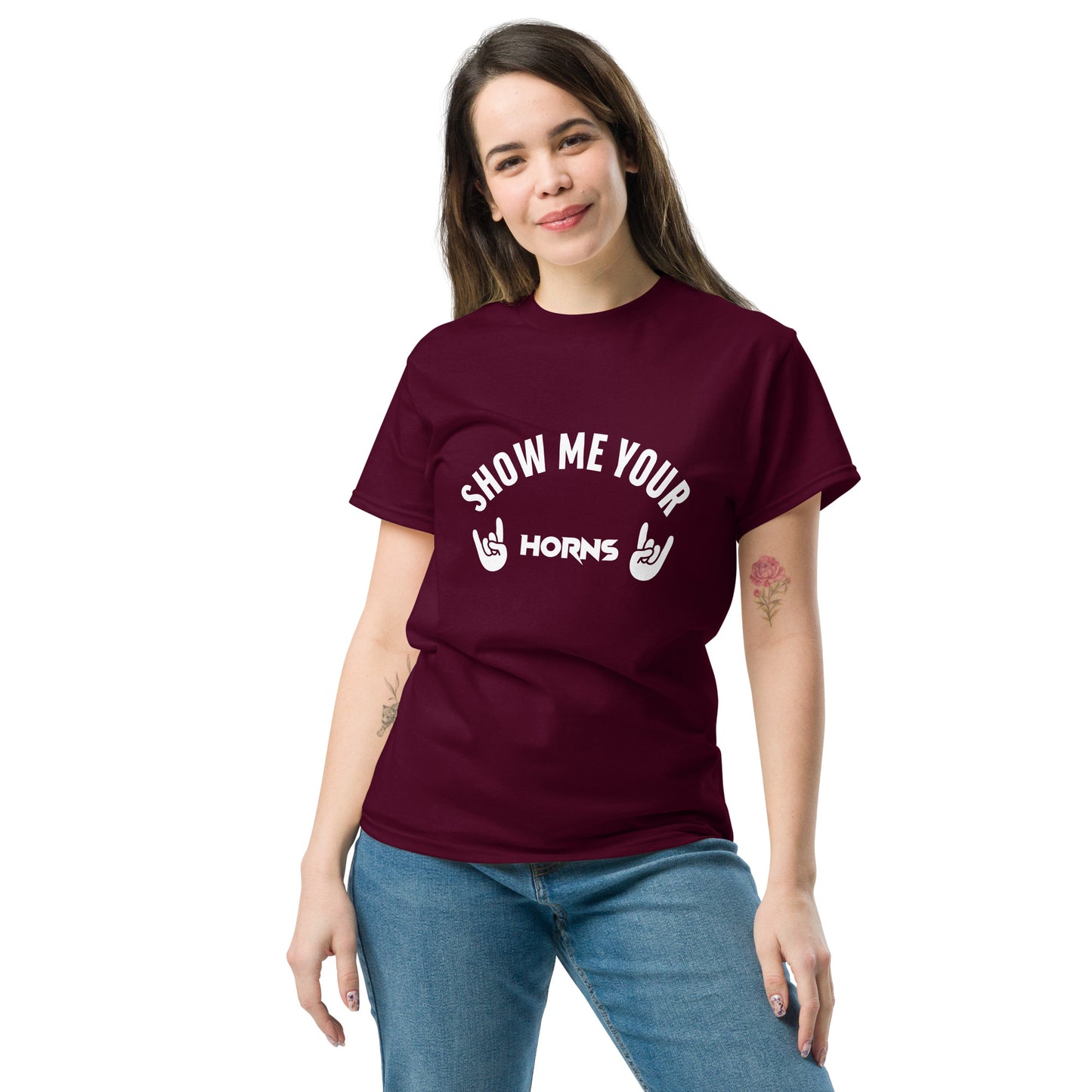 Show me your horns black t-shirt for women