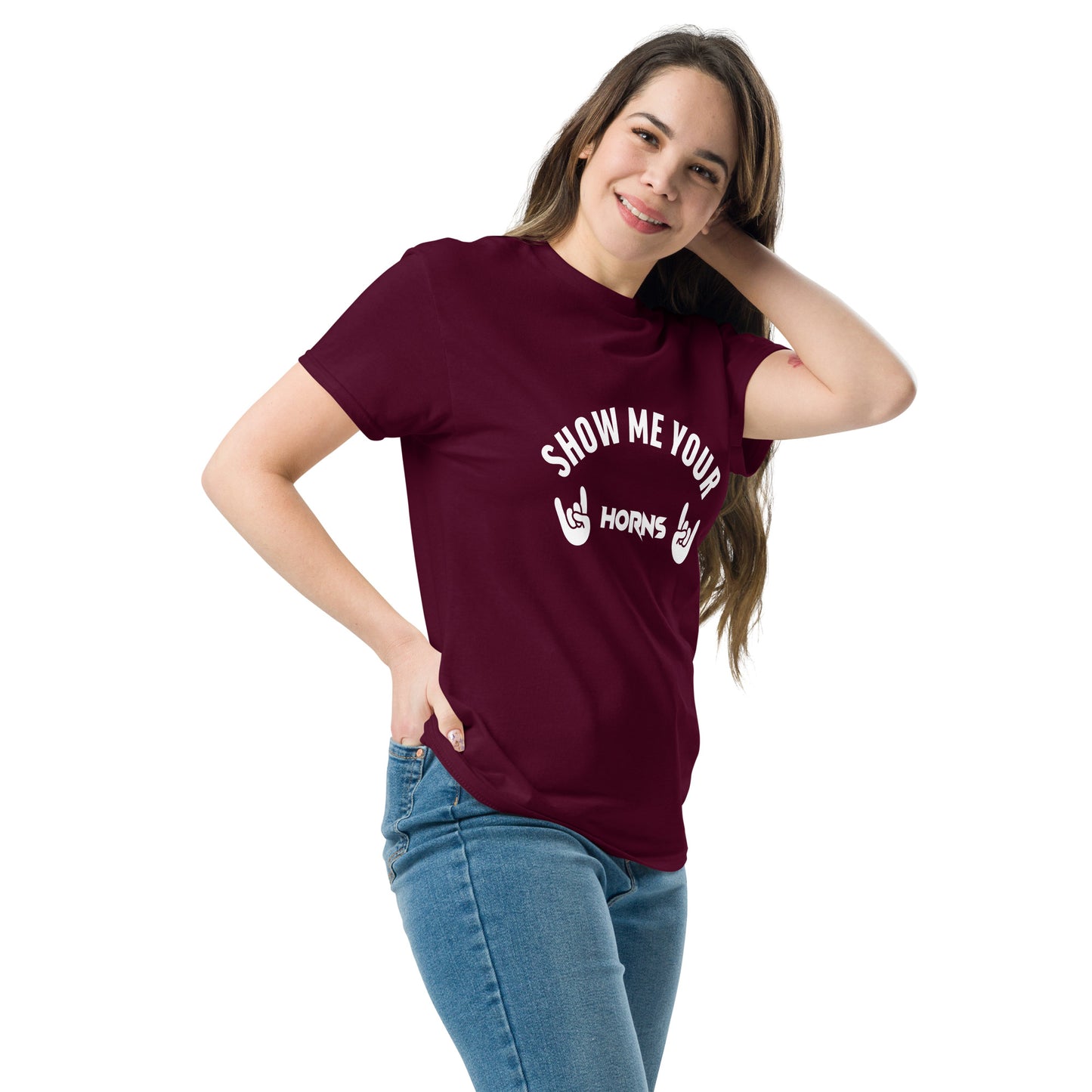 Show me your horns black t-shirt for women