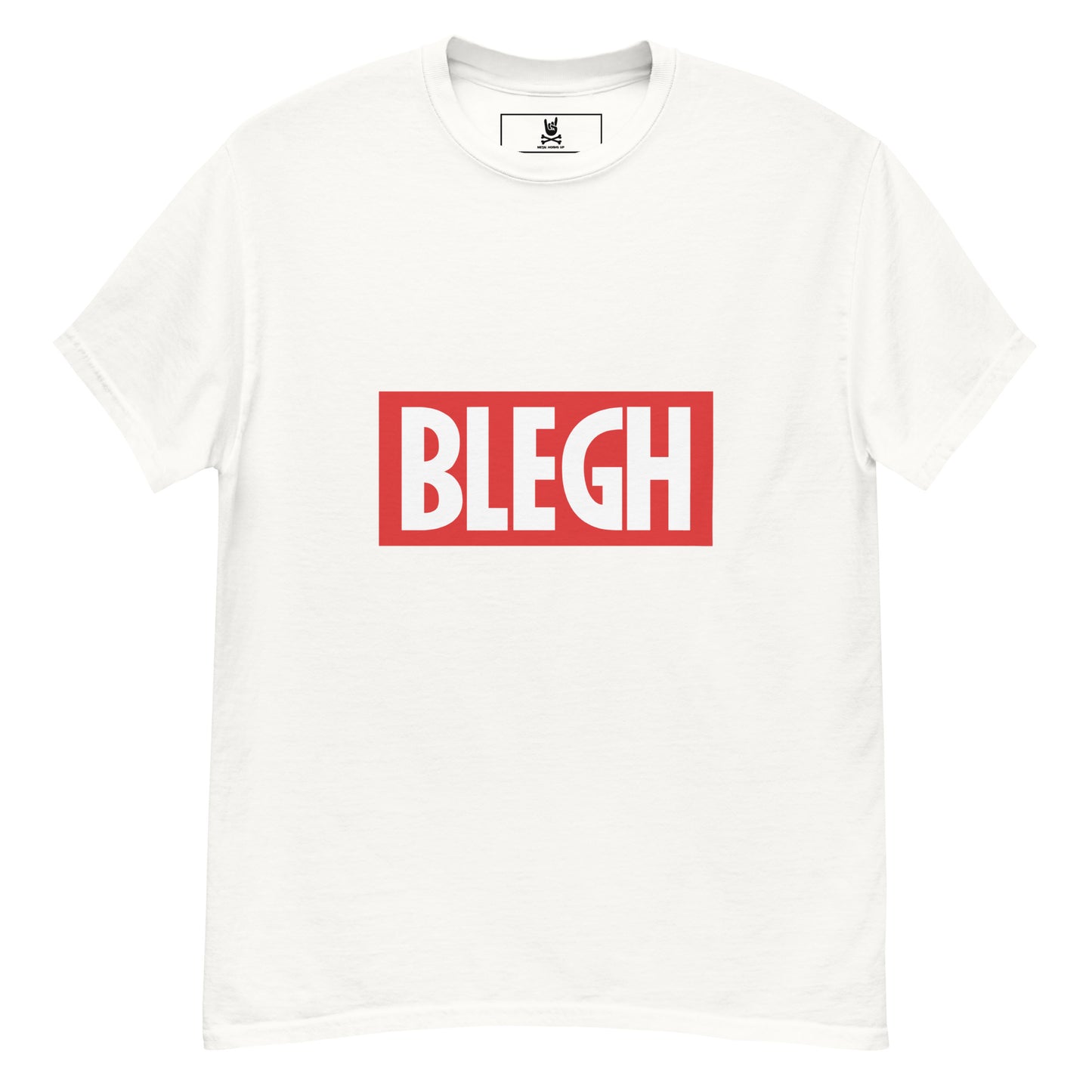 Metal Horns Up Blegh metalcore white t-shirt women