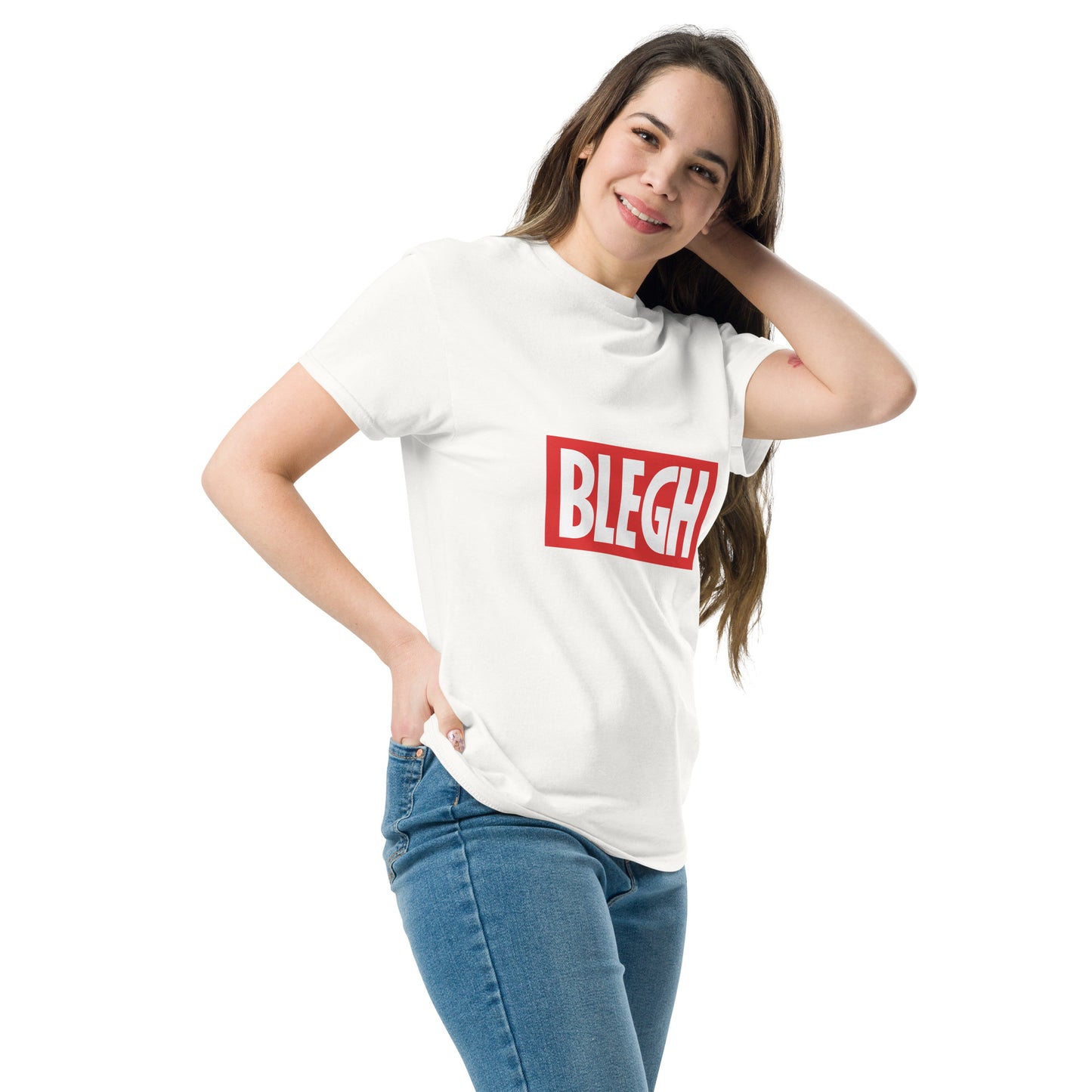 Metal Horns Up Blegh metalcore white t-shirt women