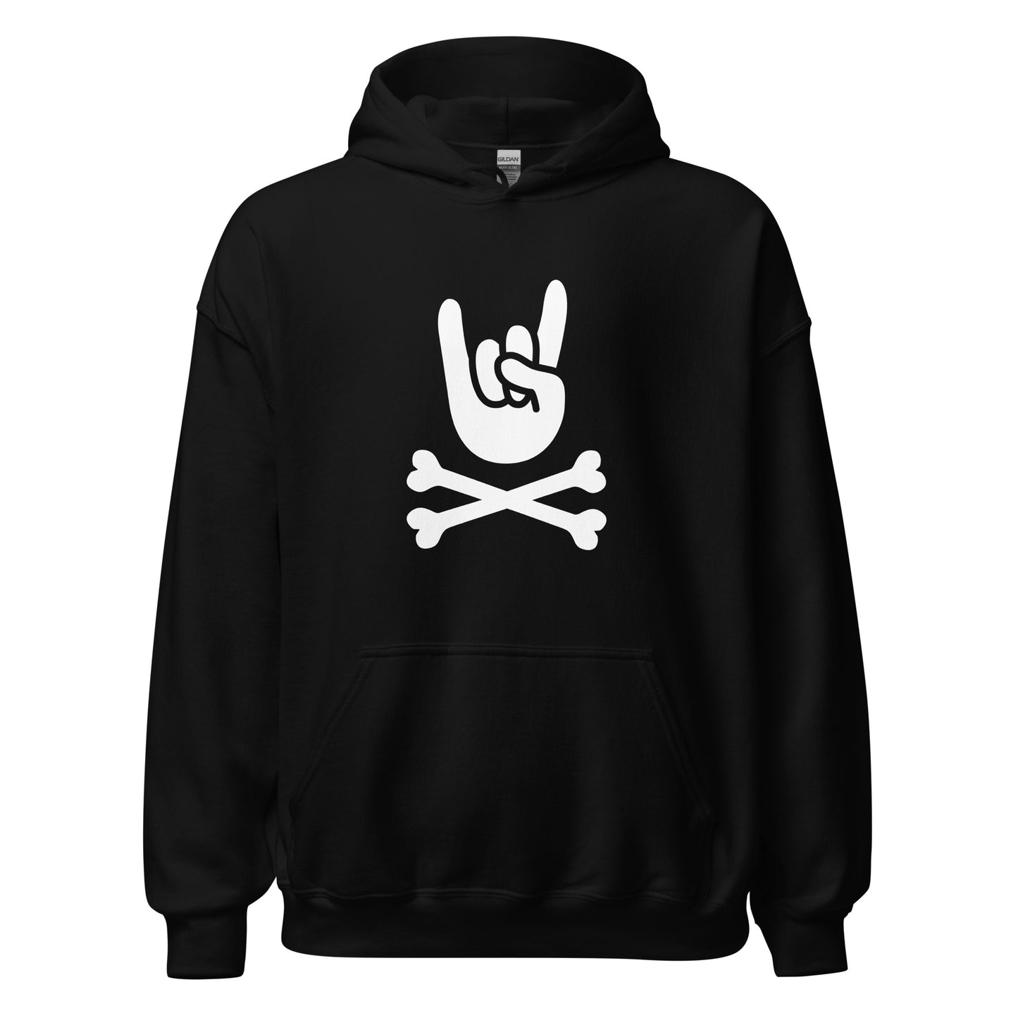 Metal Horns Up big hand to metal black Hoodie men