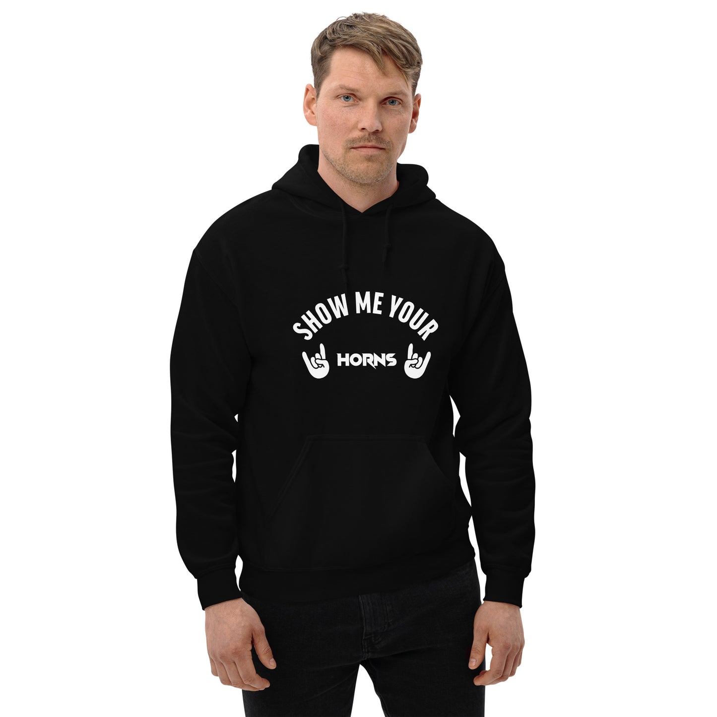 Show me your horns black hoodie for men