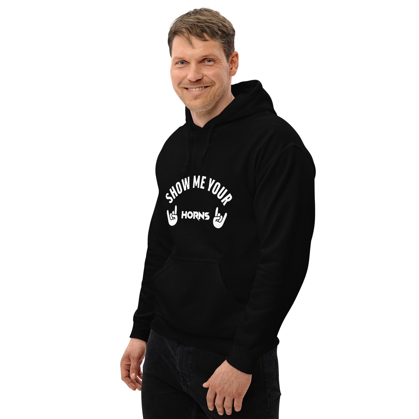 Show me your horns black hoodie for men