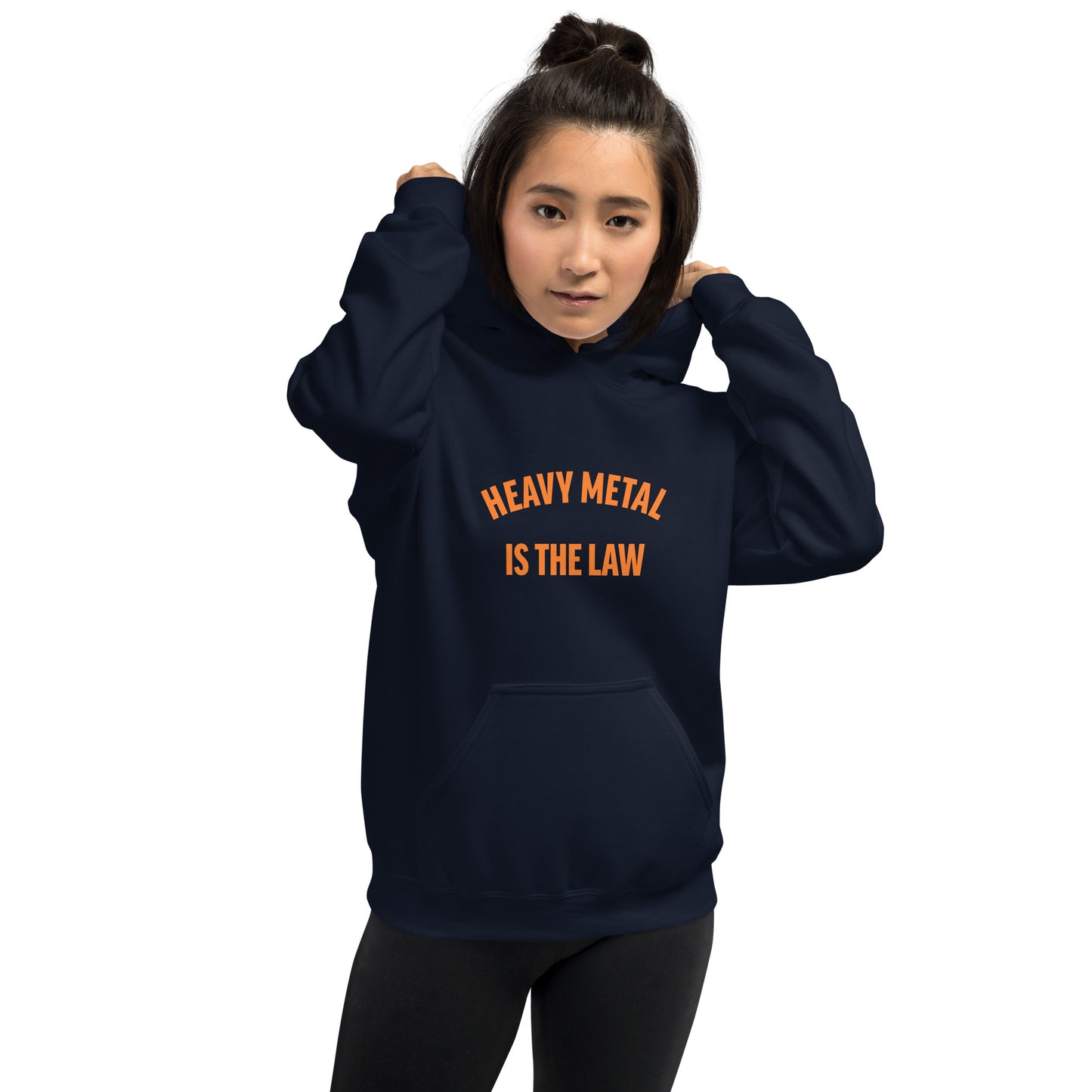 University hoodie heavy metal is the law navy blue women