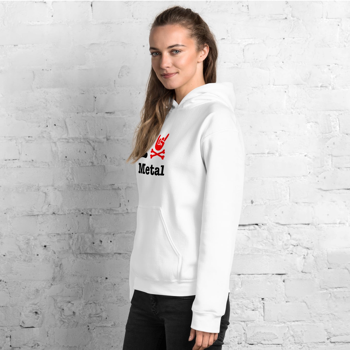 I love horn metal white hoodie women