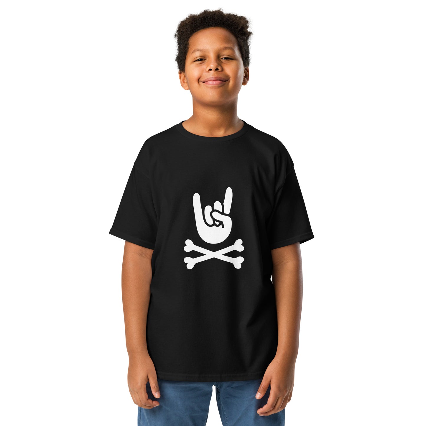Kids big hand to metal black t-shirt