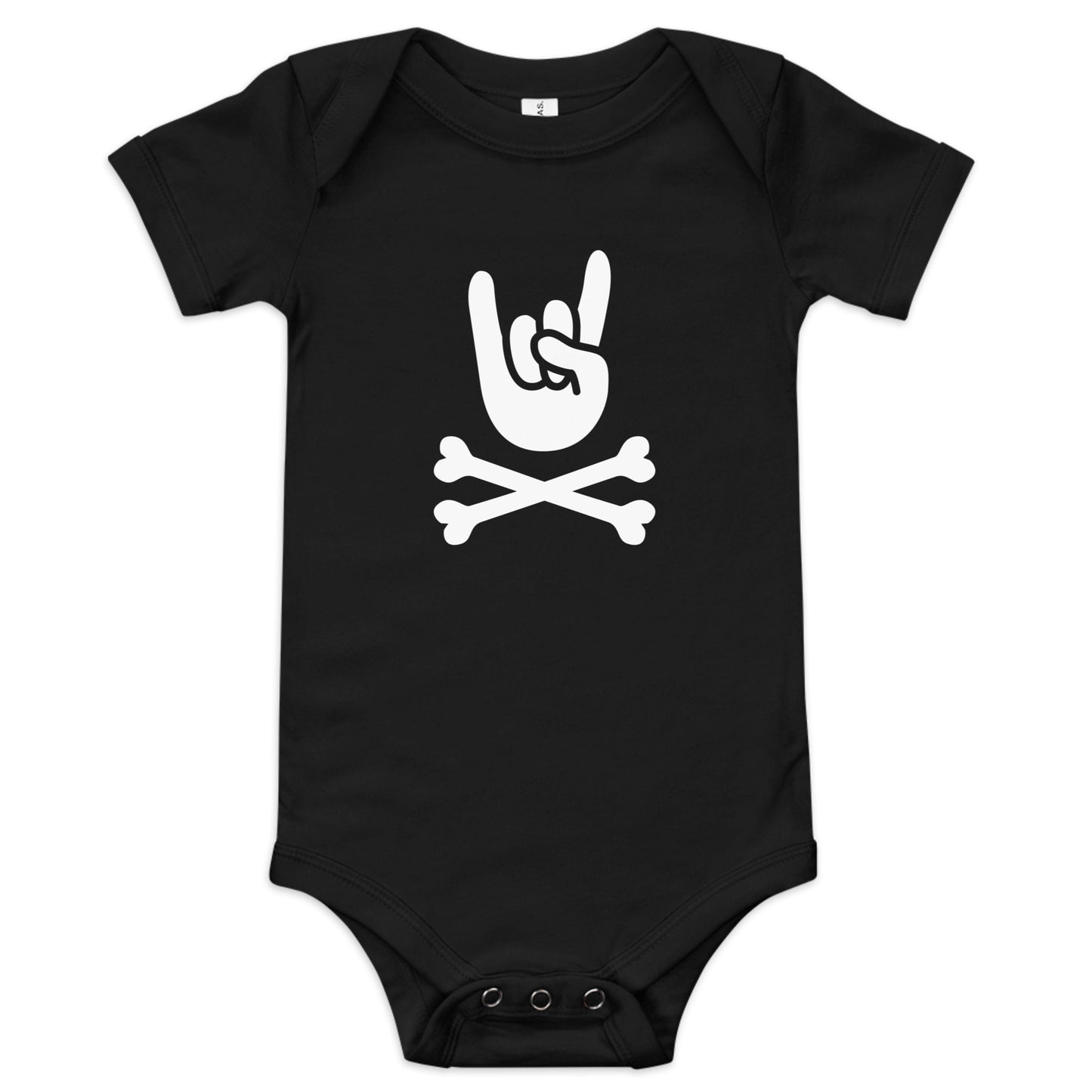 Baby big hand to metal short sleeve one piece black