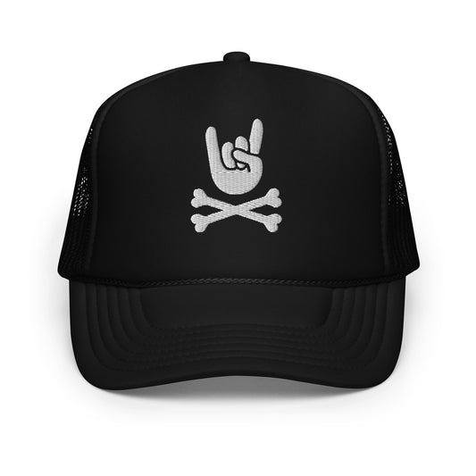 Metal Horns up big hand foam trucker hat