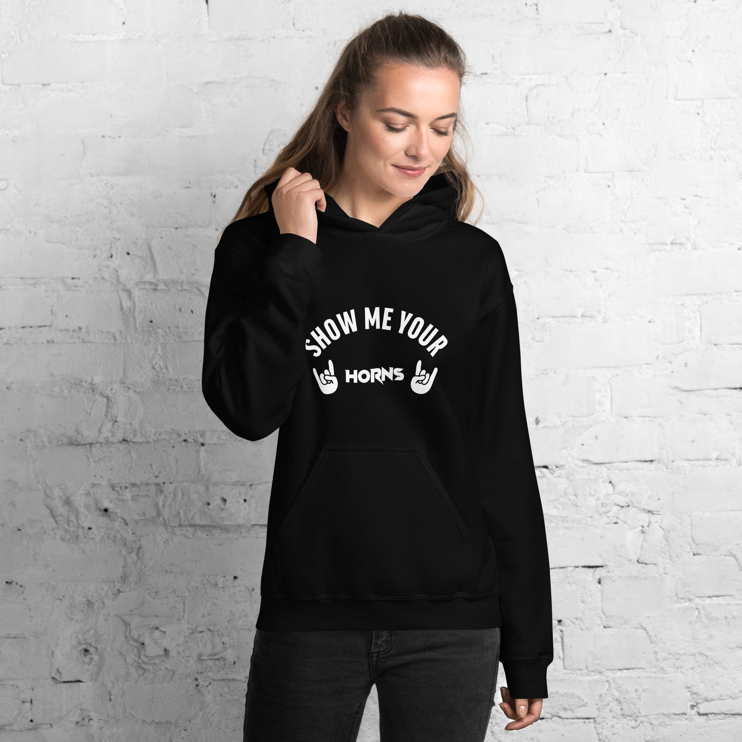 Show me your horns black hoodie for women