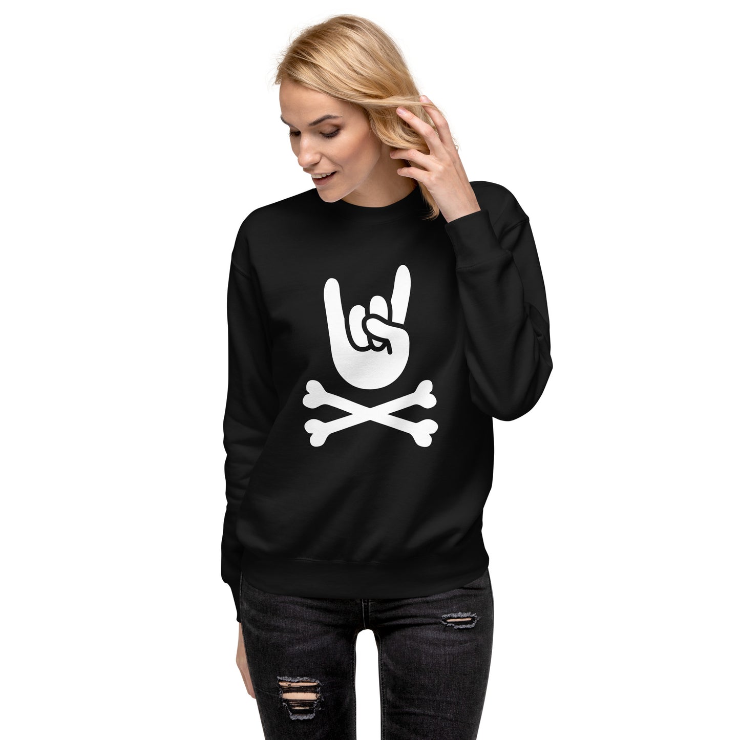 Metal Horns Up big hand to metal Women Premium Sweatshirt