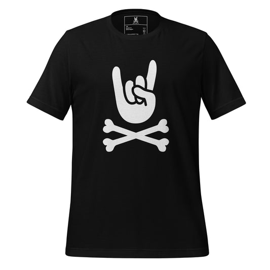 Metal Horns Up big hand to metal round neck black t-shirt men