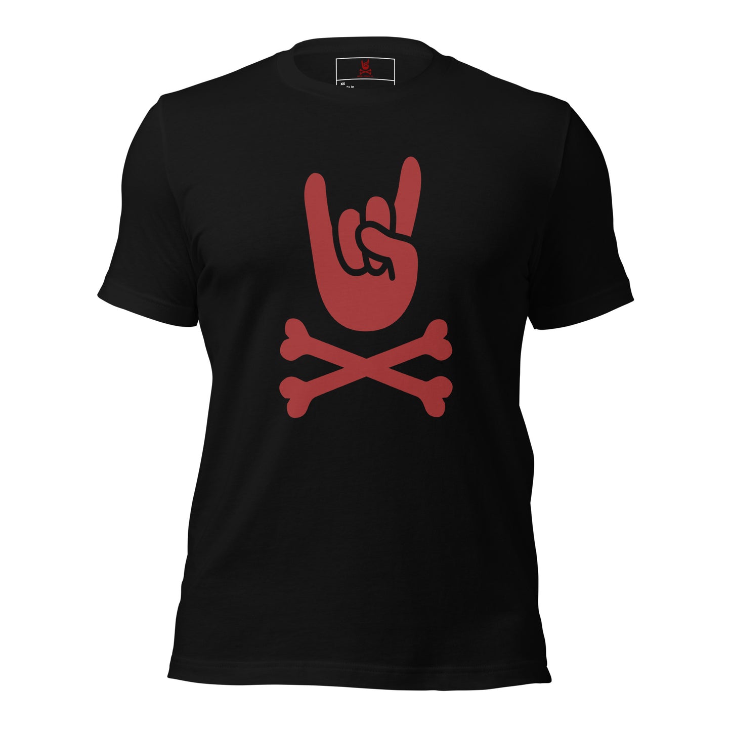Metal Horns Up big hand to metal ReD round neck black t-shirt Women
