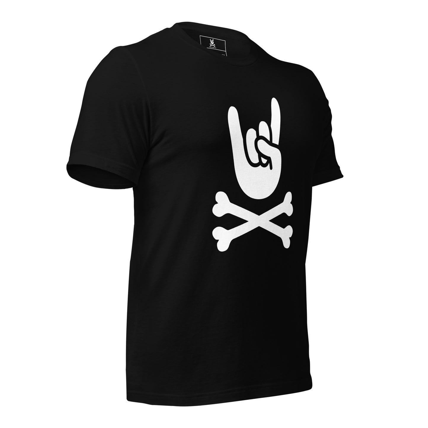 Metal Horns Up big hand to metal round neck black t-shirt men