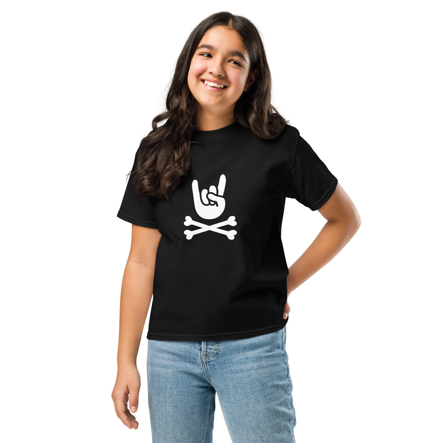 Kids big hand to metal black t-shirt