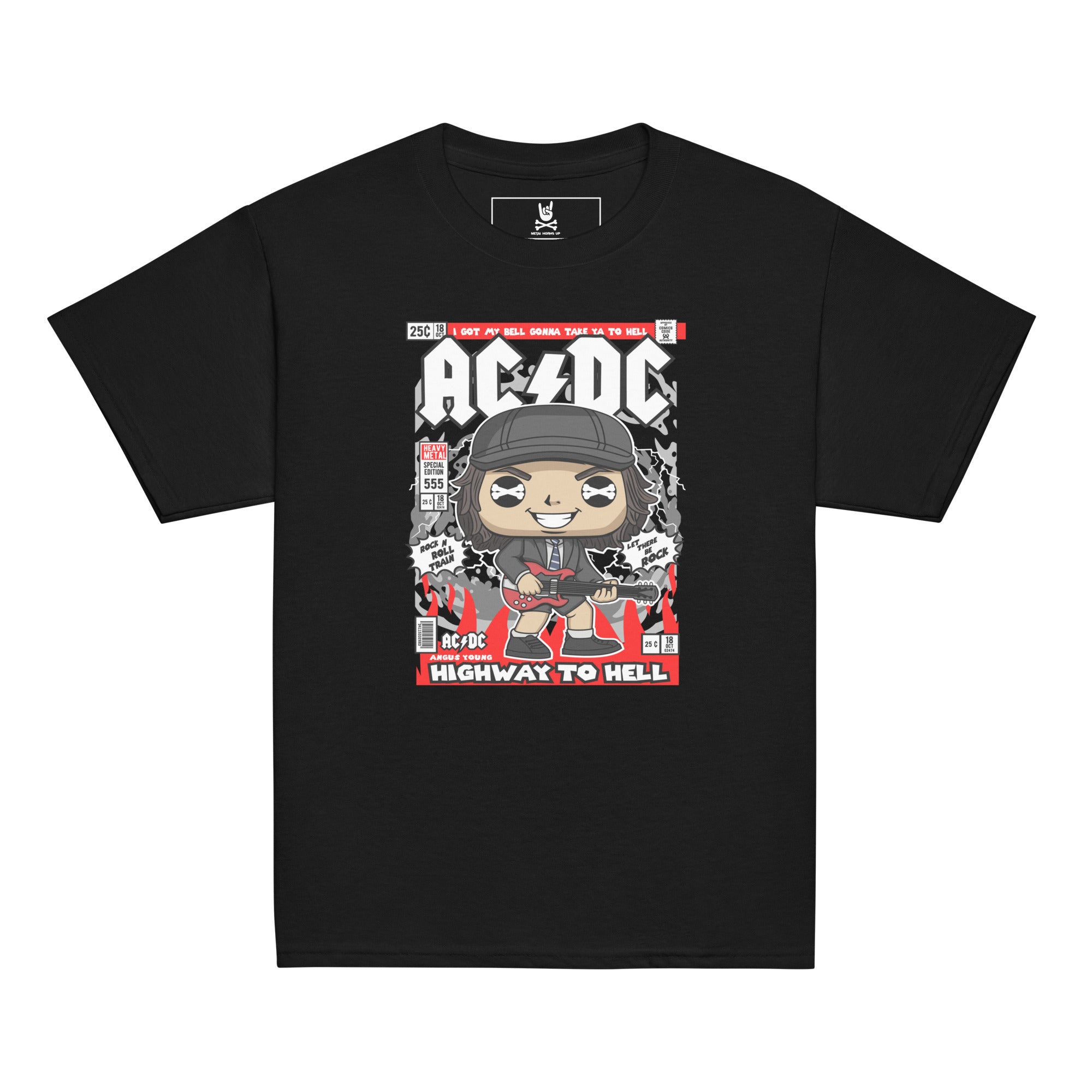 Kids AC/DC Angus Young black T-shirt – Metal Horns Up