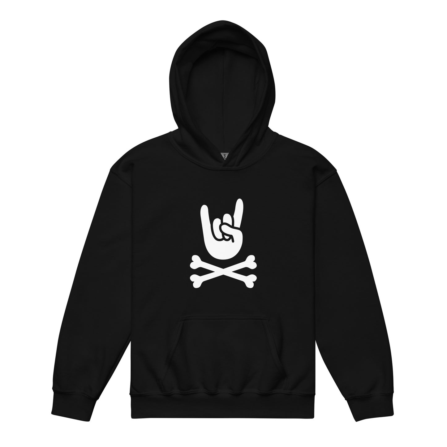 Kids hoodie black big hand to metal